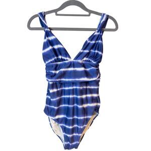 VIX Paula Hermanny One Piece Striped Blue And White Swimsuit Small